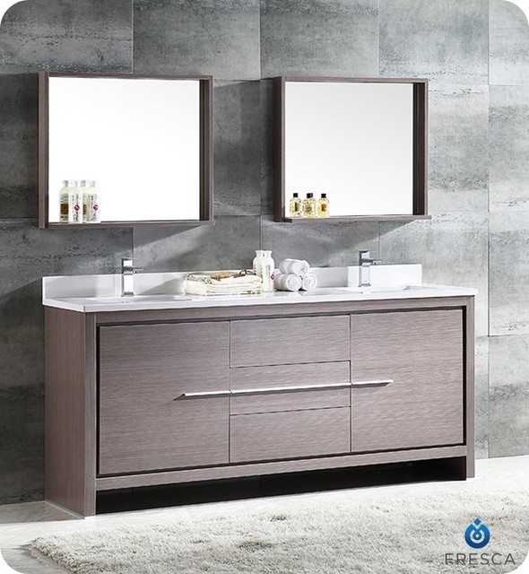 Fresca Allier 72 2 Sink Vanity Gray Oak
