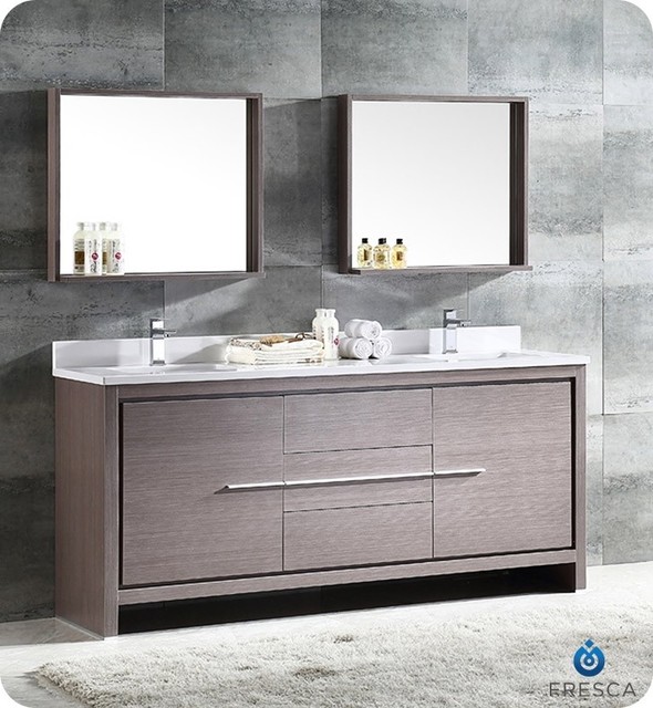 Fresca Allier 72 2 Sink Vanity Gray Oak Contemporary Bathroom Vanities And Consoles By Bazzar Houzz - 2 Sinks Bathroom Vanity