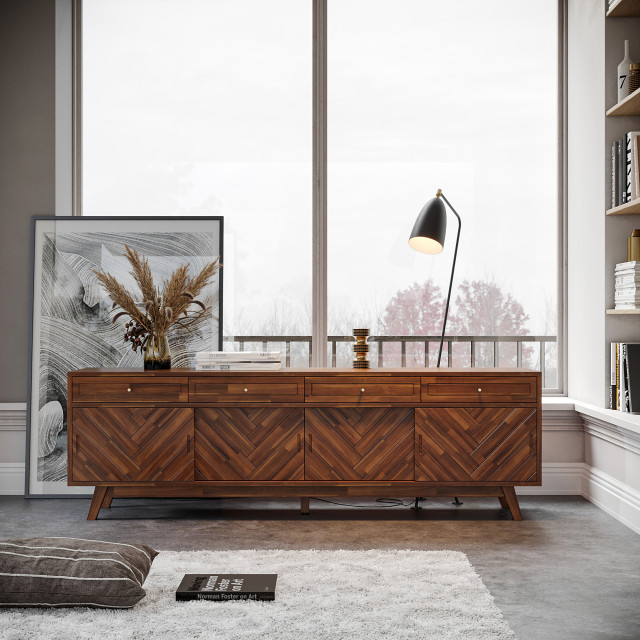 Herringbone High TV Stand Midcentury Entertainment Centers And Tv