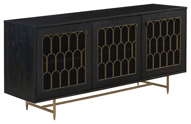 Gatsby Black Wood Buffet Luxe, Black Sideboard Cabinet