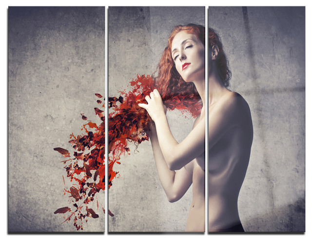 "From Red Hair to Leaves" Glossy Metal Wall Art, 3 Panels, 36"x28"