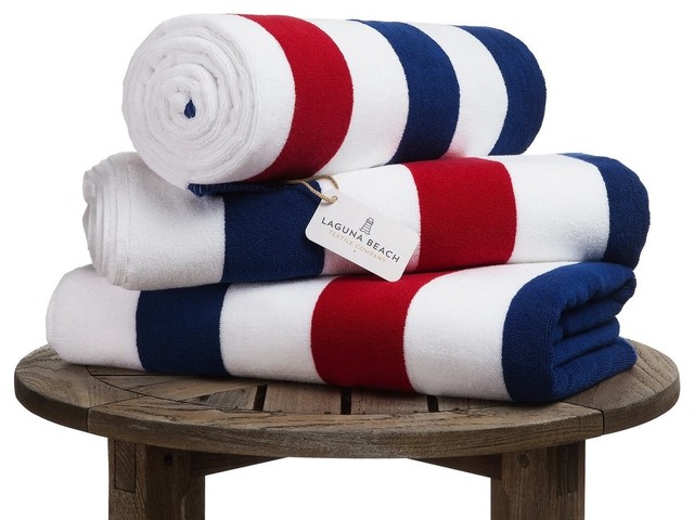 red white blue towels