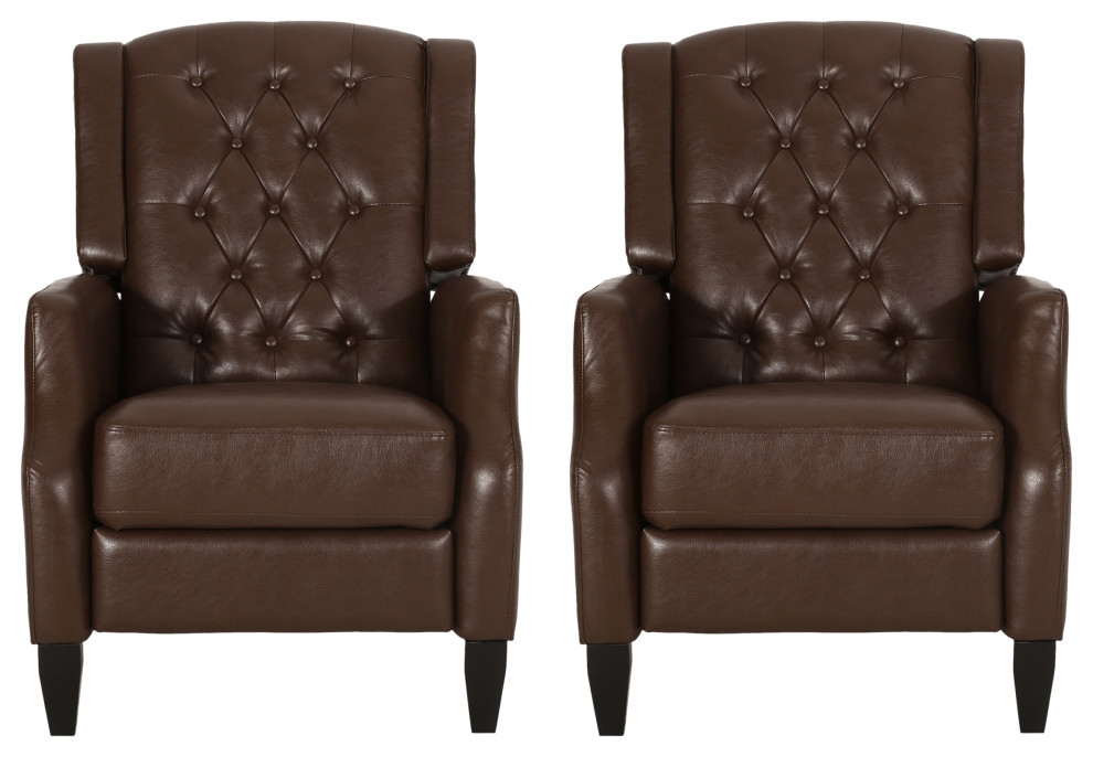 Loubar Contemporary Faux Leather Tufted Pushback Recliners (Set of 2) Transitional Recliner
