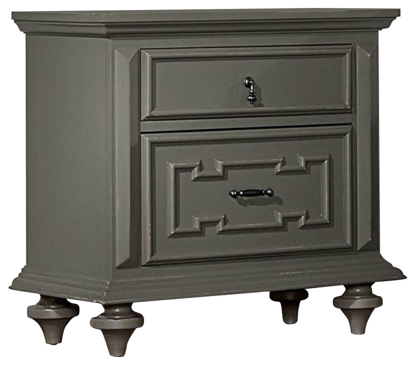 Wooden Nightstand With Dovetailed Drawer In Gray Traditional