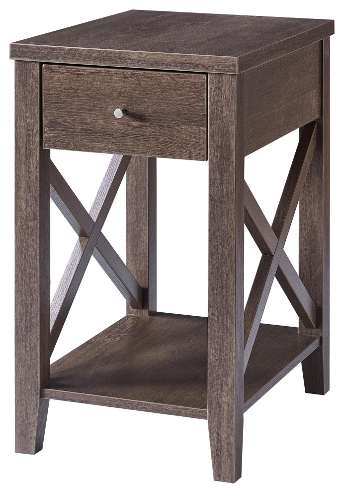 Side Table Storage Drawer and Shelf Transitional Side Tables And