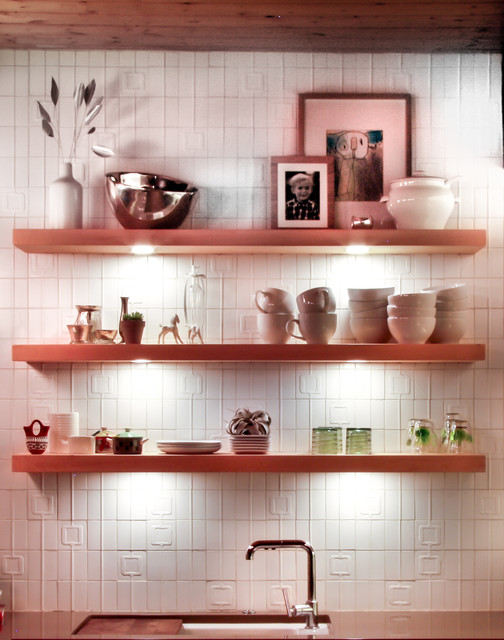 Mid Mod Kitchen Open Shelving Midcentury Kitchen Denver by