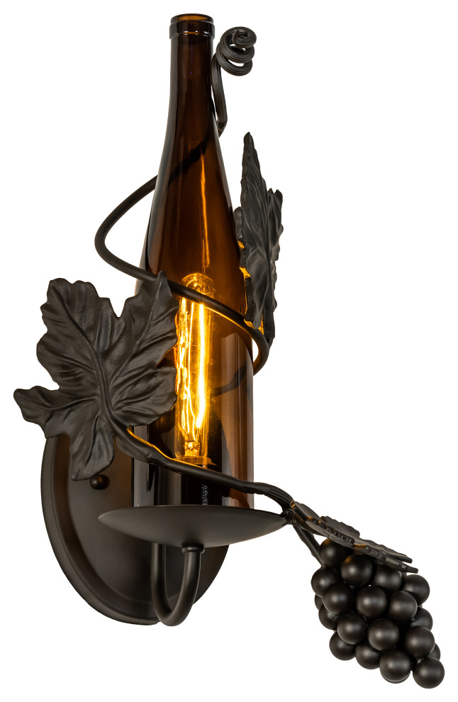 9 Wide Tuscan Vineyard Wine Bottle Wall Sconce Farmhouse Wall