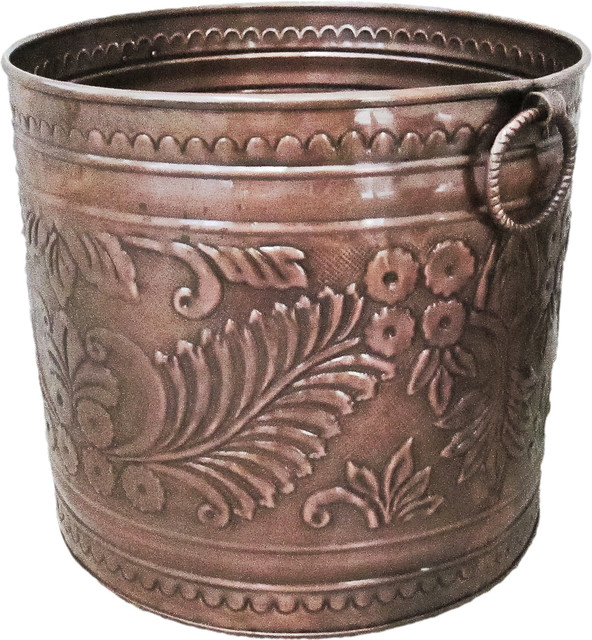 Copper Planter Embossed 3056CPR18 Traditional Indoor