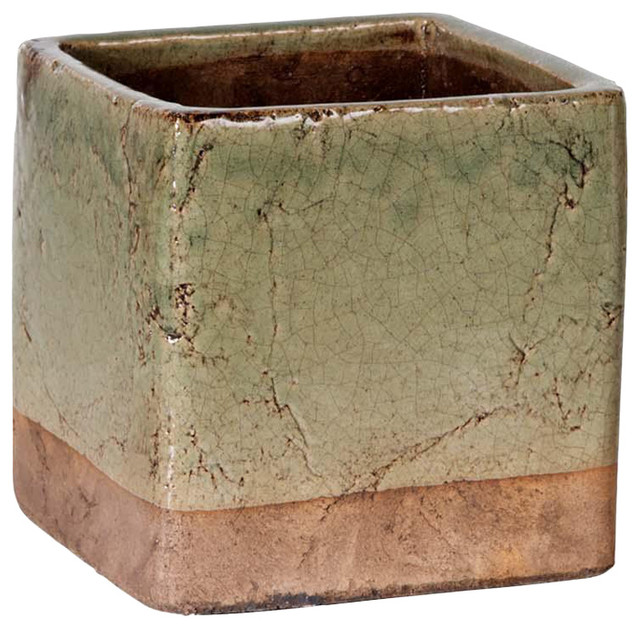 Square Ceramic Vase Green Asian Vases By Becara