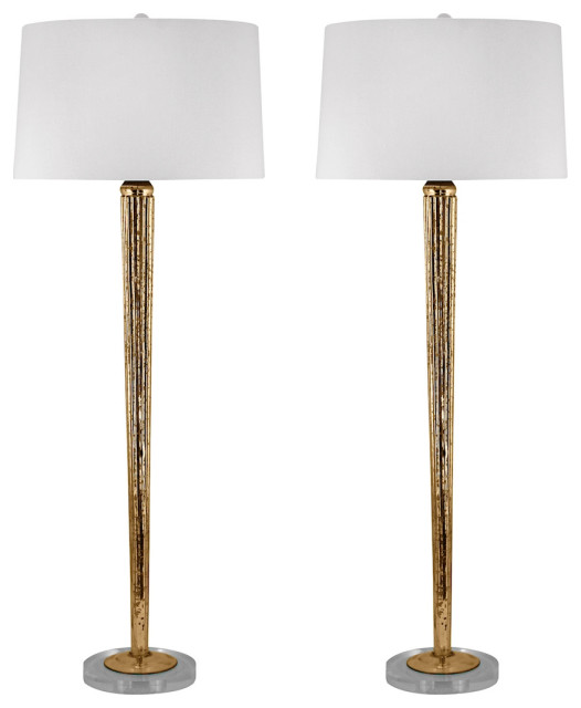 Mercury Glass Candlestick Lamp, Gold Transitional Lamp Sets by VirVentures Houzz