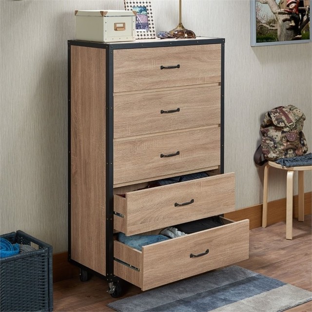 Acme Bemis Chest Weathered Light Oak Industrial Dressers By