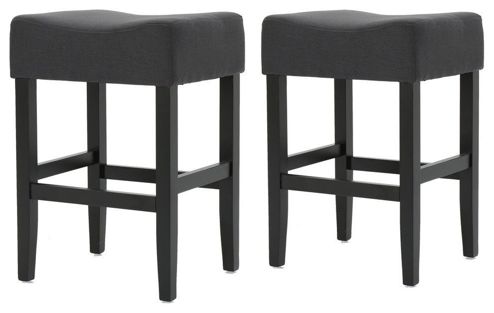 Gdf Studio Portofino Backless Dark Charcoal Fabric Counter Stools