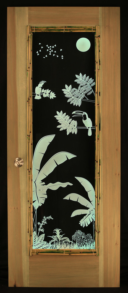 Patio Door, Illuminated Engraved Art, Tropical Theme