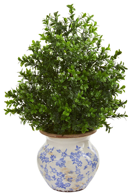 21 Boxwood Artificial Plant In Decorative Vase Indoor Outdoor