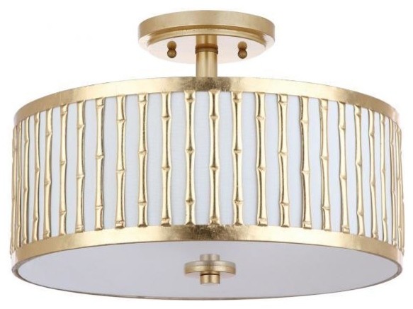 Safavieh Pierce Bamboo 3 Light 15 25 Gold Flush Mount Black White