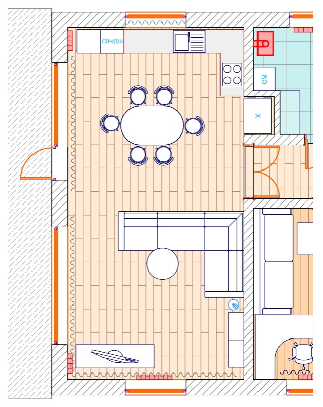 Экодолье Кухня-гостинная
