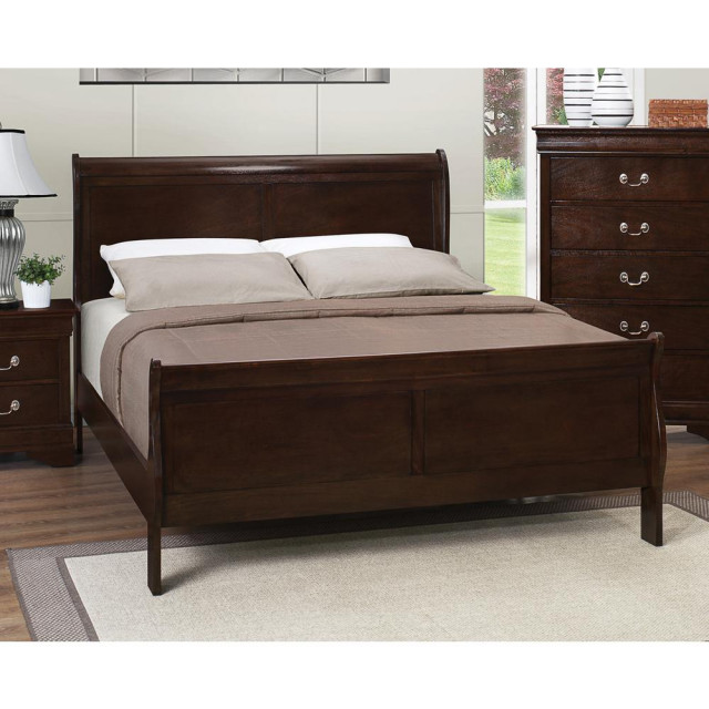 Coaster Louis Philippe Cappuccino Queen Sleigh Bed 62.25x89.25x47.25 Inch