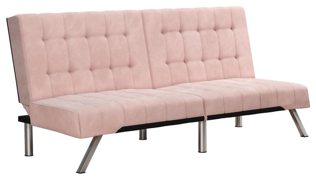 Dhp Emily Sectional Futon Sofa Bed With Convertible Pink