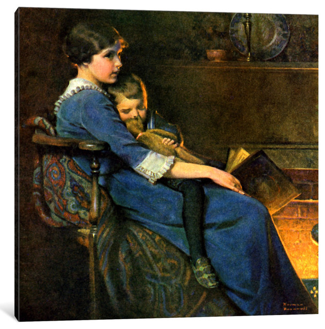 Bedtime By Norman Rockwell Canvas Print Traditional Prints And Bedtime By Norman Rockwell Canvas Print 18x18