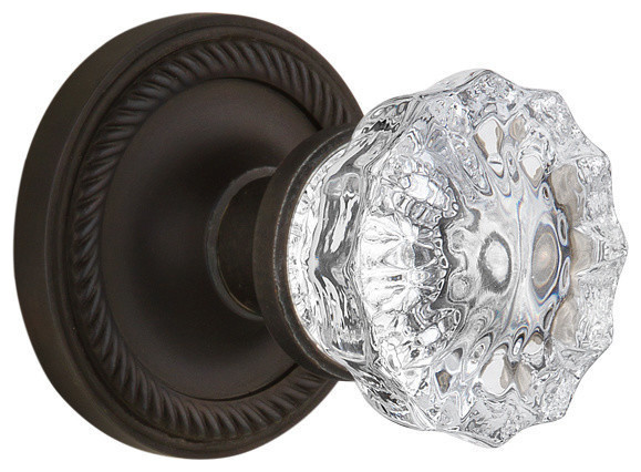 Single Rope Rosette With Crystal Knob, Oil-Rubbed Bronze, Oil Rubbed Bronze, Dou