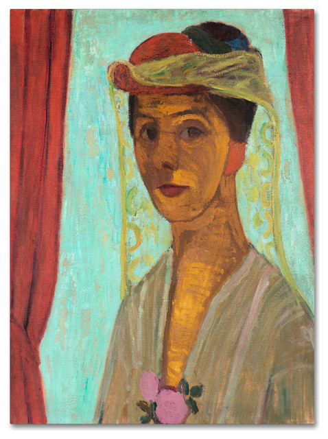 Paula Modersohn Becker 'Selfportrait With Hat And Veil' Canvas Art, 24 x 18