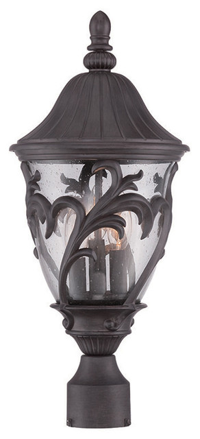 Capri Collection Post Lantern 3-Light Outdoor Black Coral Light Fixture