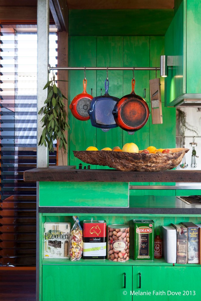 Eclectic kitchen in Melbourne.