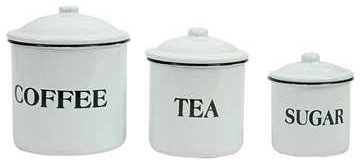 Enameled White Metal Canister Set