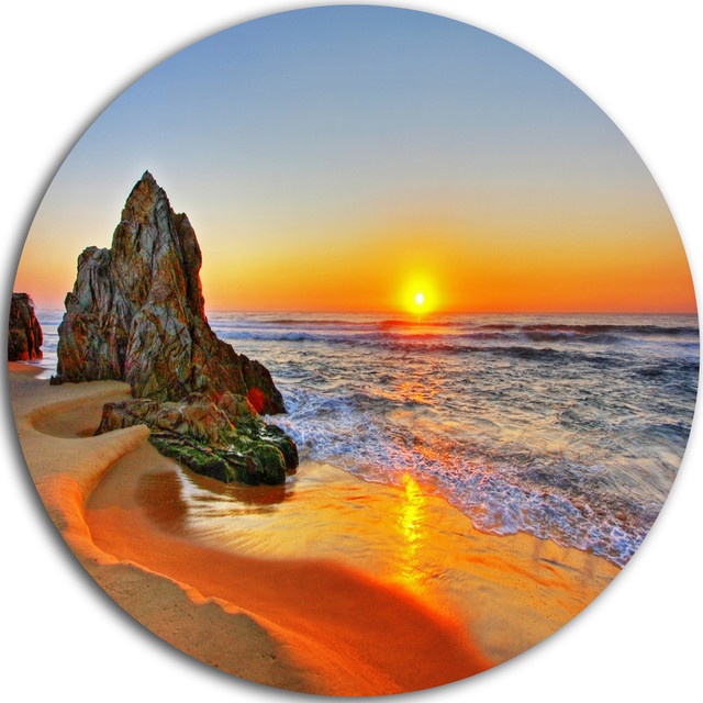 Beautiful Sunrise By Beach In Tathra, Seascape Disc Metal Artwork
