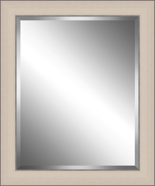 Off White Brushed Wood Framed Beveled Plate Glass Mirror 2 5 Frame Transitional Bathroom Mirrors By Watermark By Somerset House