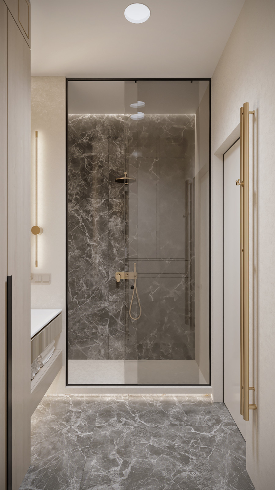 3к студия монохромный интерьер в стиле Современной классики