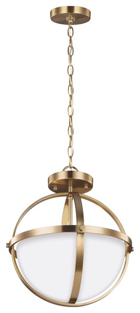 Sea Gull Lighting 2 Light Semi Flush Convertible Pendant Satin Bronze Contemporary By The Lighthouse - Sea Gull Lighting Globe Pendant