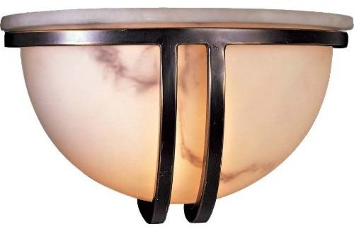 Minka Lavery 332-37 Alabaster Dust Selections 1 Light Wall Sconce Bronze with Al