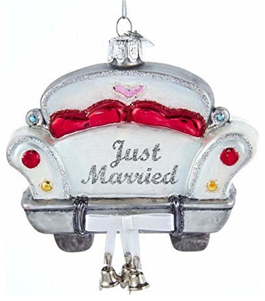 Kurt Adler Noble Gems Just Married Car Ornament