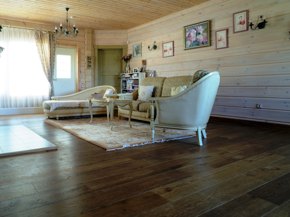 Паркетная доска из массива дуба Tantum Quercus в интерьере (загородный дом)