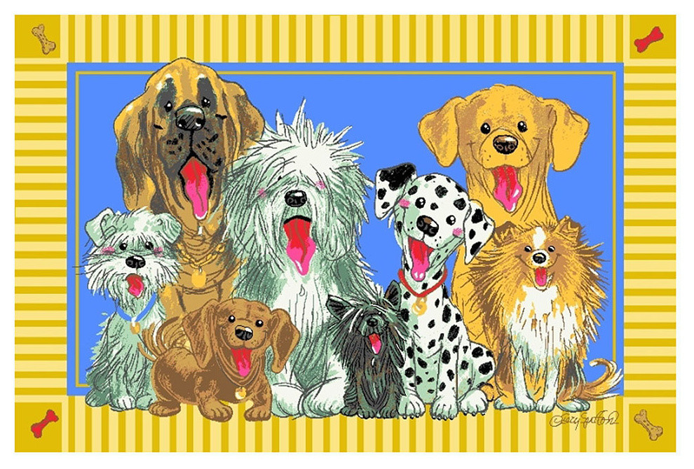 The Dogs of Duckport Wags and Whiskers Collection Rug - 39" x 58"