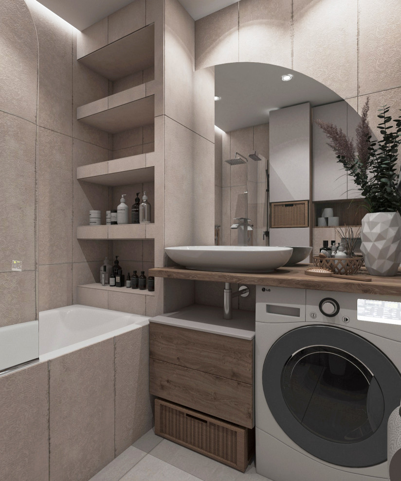 Дизайн современной однокомнатной квартиры в морских оттенках