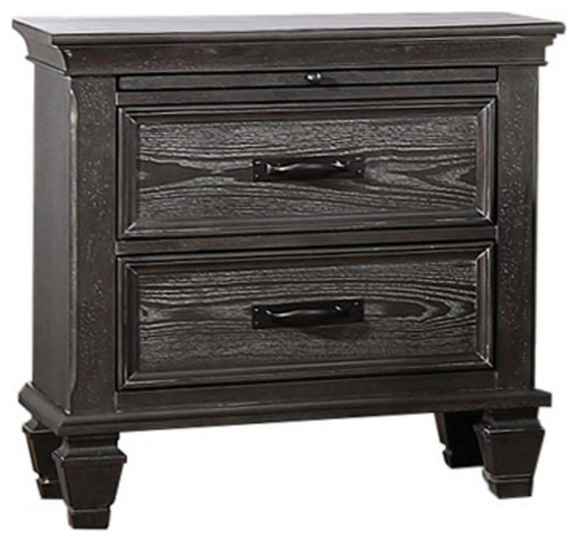 Eli 28" Classic Nightstand, 2 Drawers, Bar Handles, Weathered Brown