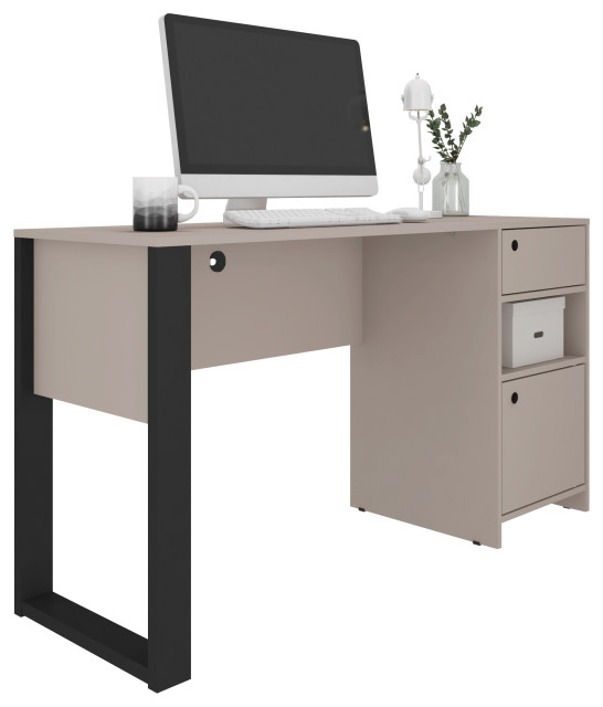 Techni Mobili Modern Style Industrial Writing Desk With Storage, Gray