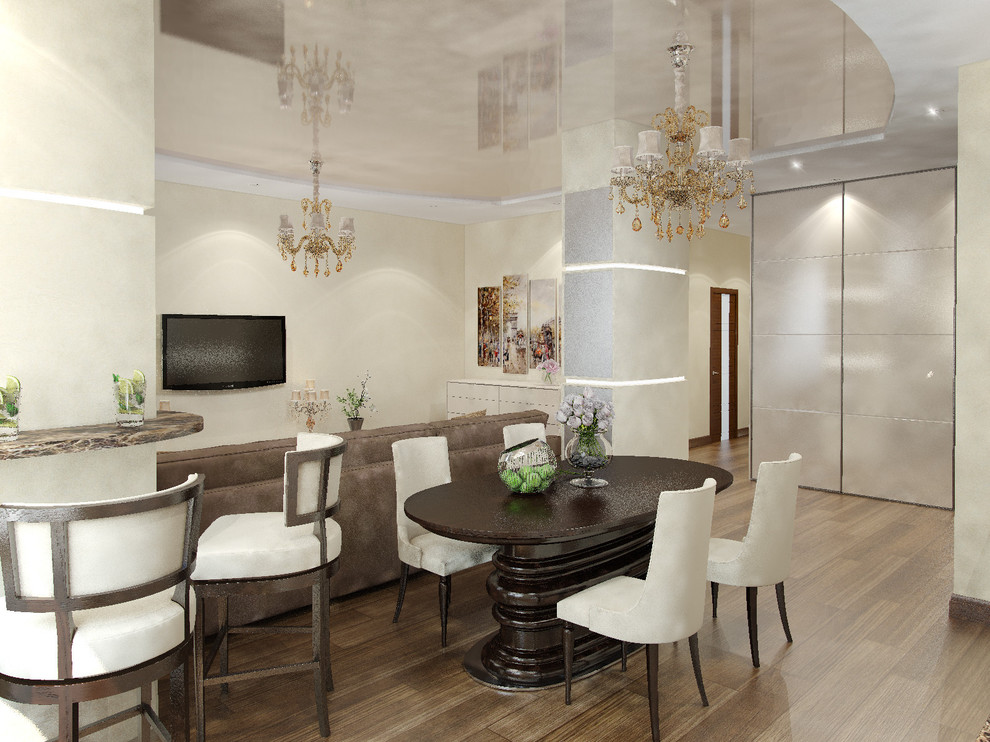 3D визуализация | Квартира в кремовых тонах с яркими акцентами