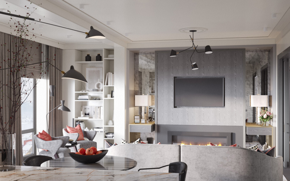 Монохромный интерьер с яркими акцентами