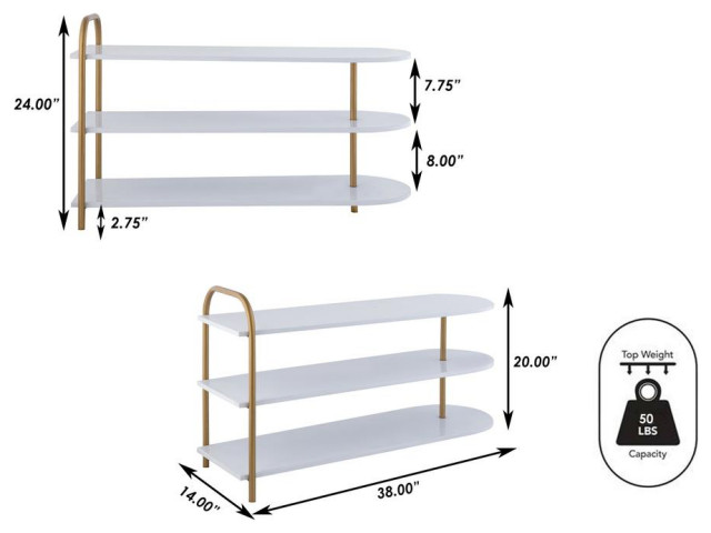 Modern 9-Pair 3-Tier Iron Curved Decker Shoe Rack - Modern - Shoe ...