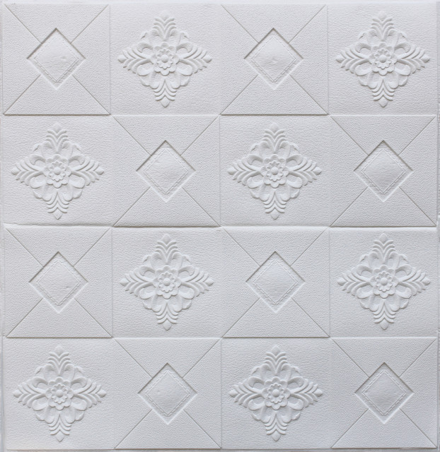 White Floral 3D Wall Panels Modern Wall Panels by Dundee Deco Houzz
