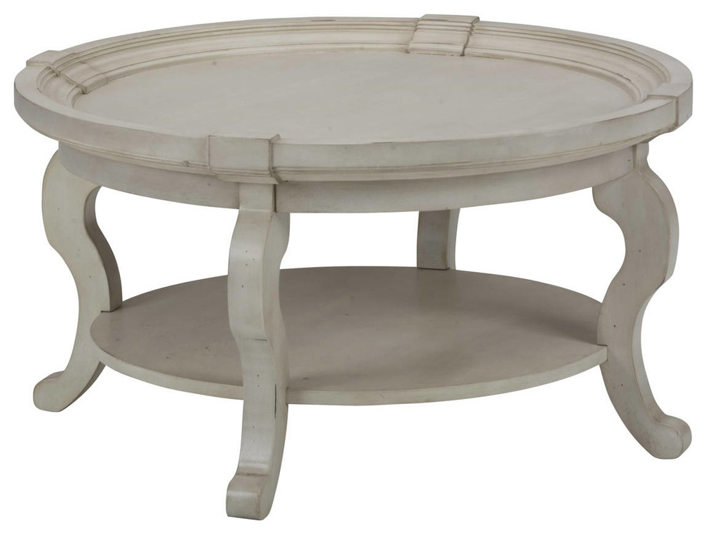 Bowery Hill Round Coffee Table, Antique Cream Farmhouse Coffee