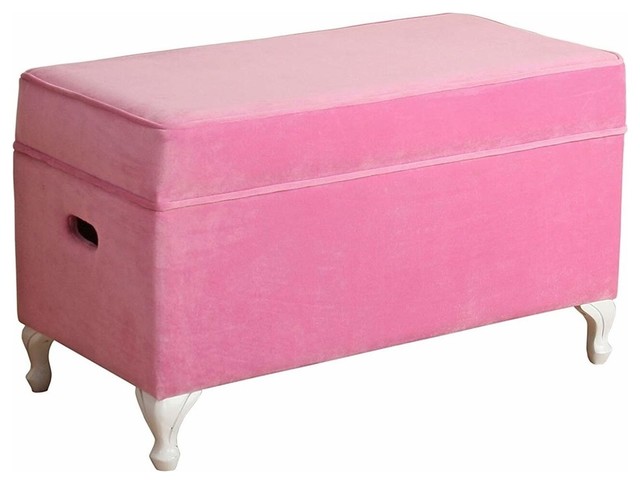 Storage Bench Velvet Fabric Padded Cushion Large Storage