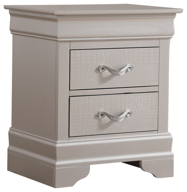 Brady Home Luna Silver Nightstand Traditional Nightstands And