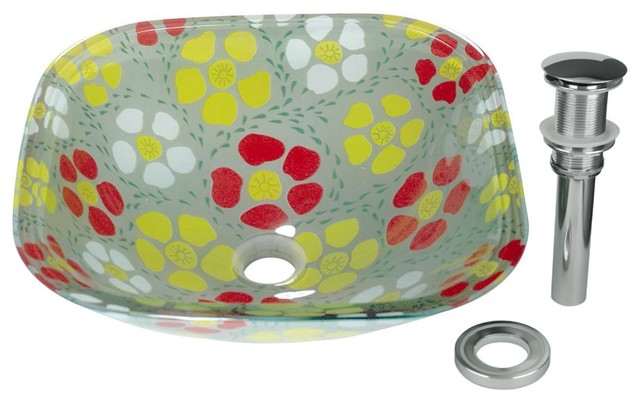 Renovator/'s Supply Tempered Glass Vessel Sink With Drain Clear Mini Bowl Sink Renovators Supply Clear Mini Bowl Sink