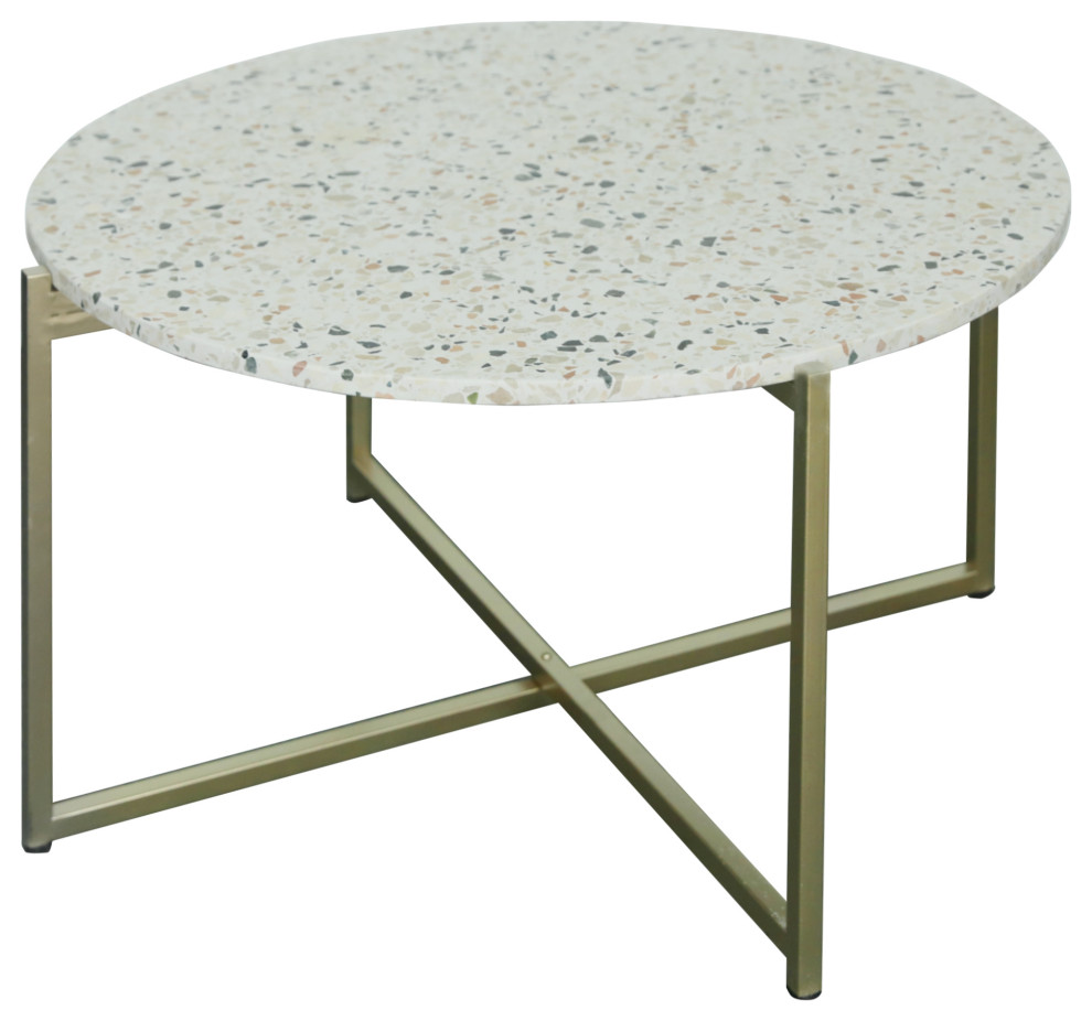 Maeve 18.5" Terrazzo Accent Table in Gold Contemporary Side Tables