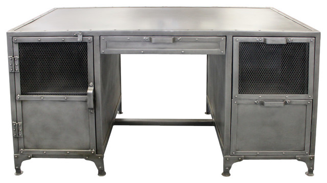 Sheridan 3 Drawer 1 Door Metal Desk Industrial Desks And Sheridan 3 Drawer 1 Door Metal Desk