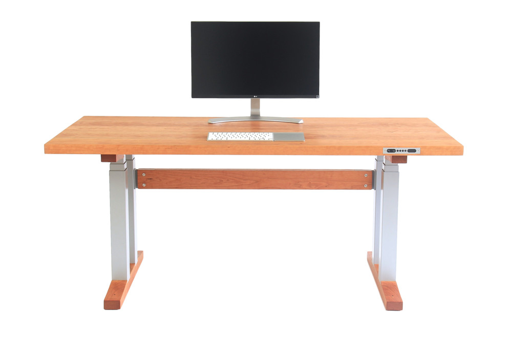 Handmade Standing Desk Electric Adjustable Height Solid Cherry